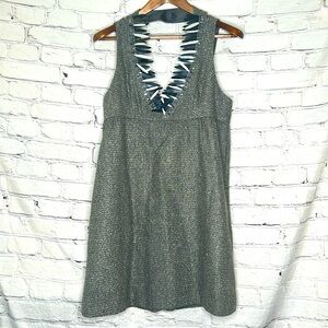 Anna Sui Black White Silver Tweed Halter Jumper Size 8